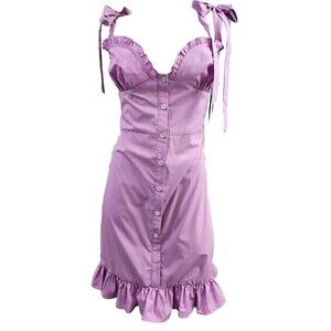 PLK Women's Large Le Rumi Lilac‎ Button Down Sleeveless Summer Gusset Dress EUC